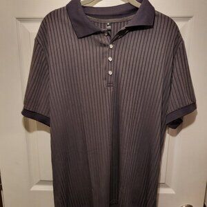 Jemitop Men's Ribbed Breathable Stretch Polo Shirt Medium Dark Gray NEW